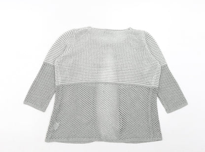 Claudia C Womens Grey Round Neck Acrylic Cardigan Jumper Size S