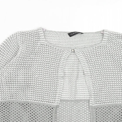 Claudia C Womens Grey Round Neck Acrylic Cardigan Jumper Size S