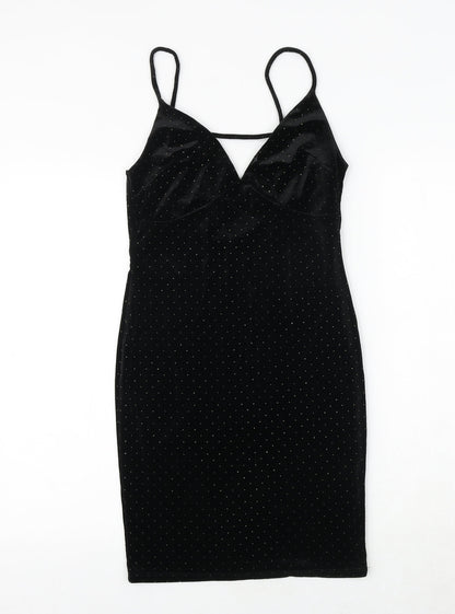 River Island Womens Black Polyester Mini Size 8 V-Neck Pullover