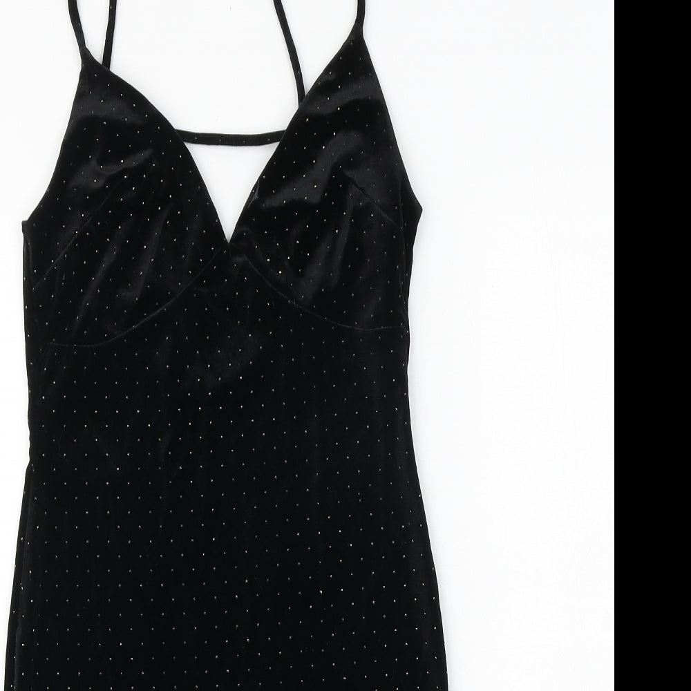 River Island Womens Black Polyester Mini Size 8 V-Neck Pullover