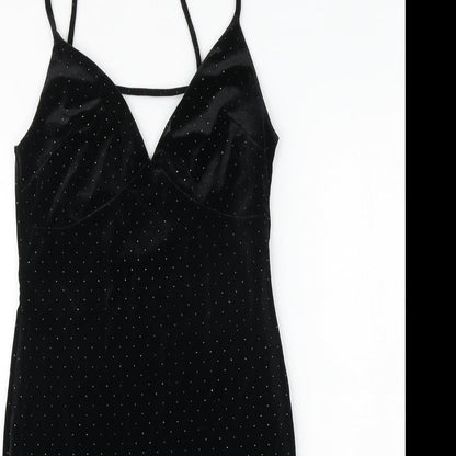 River Island Womens Black Polyester Mini Size 8 V-Neck Pullover