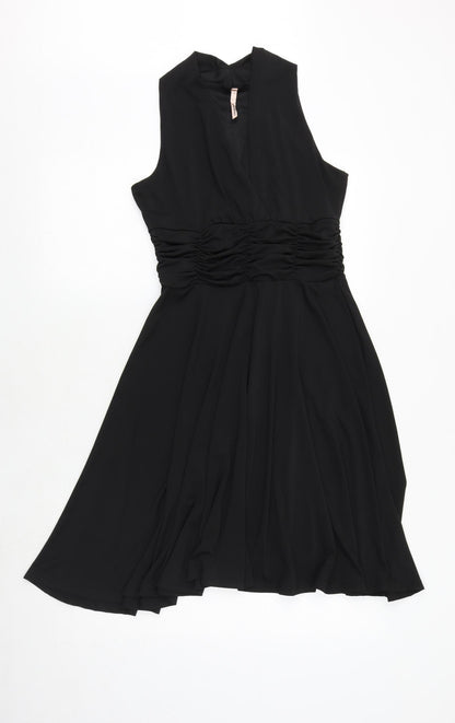 Sweewe Womens Black Polyester Fit & Flare Size M V-Neck Pullover