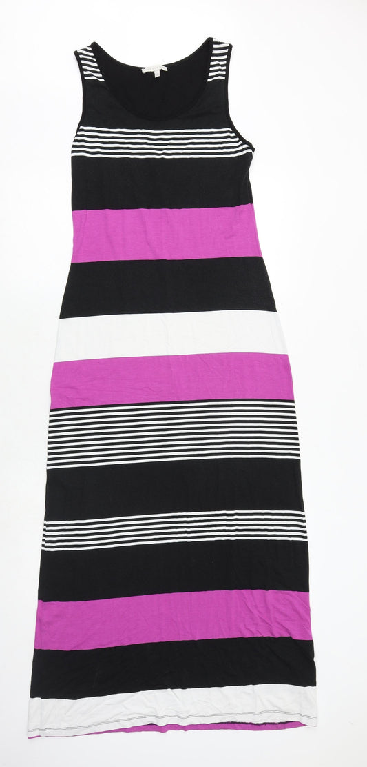 Lakeland Womens Multicoloured Striped Polyester Maxi Size 10 Scoop Neck Pullover