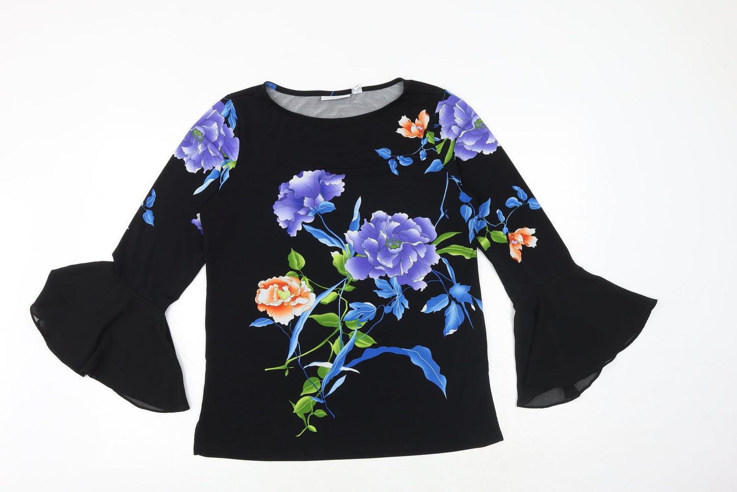 Womens UK Size S Susan Graver Black Basic Blouse