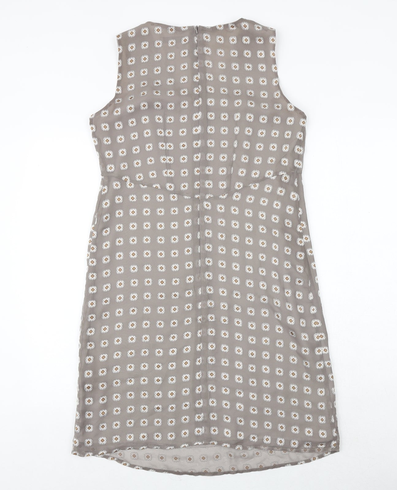 NEXT Womens Grey Floral Polyester Shift Size 12 V-Neck Zip