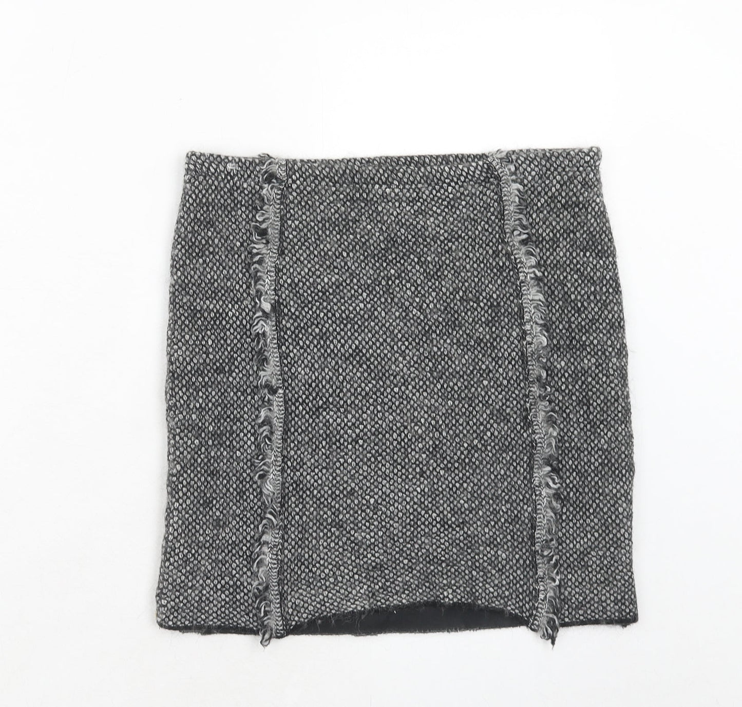 Maria Bellentani Womens Grey Geometric Acrylic A-Line Skirt Size 8