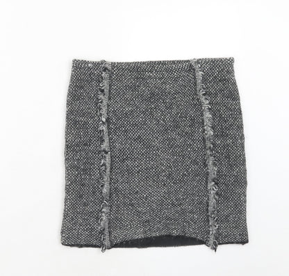 Maria Bellentani Womens Grey Geometric Acrylic A-Line Skirt Size 8