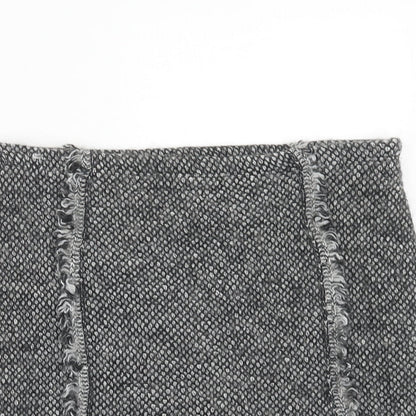 Maria Bellentani Womens Grey Geometric Acrylic A-Line Skirt Size 8