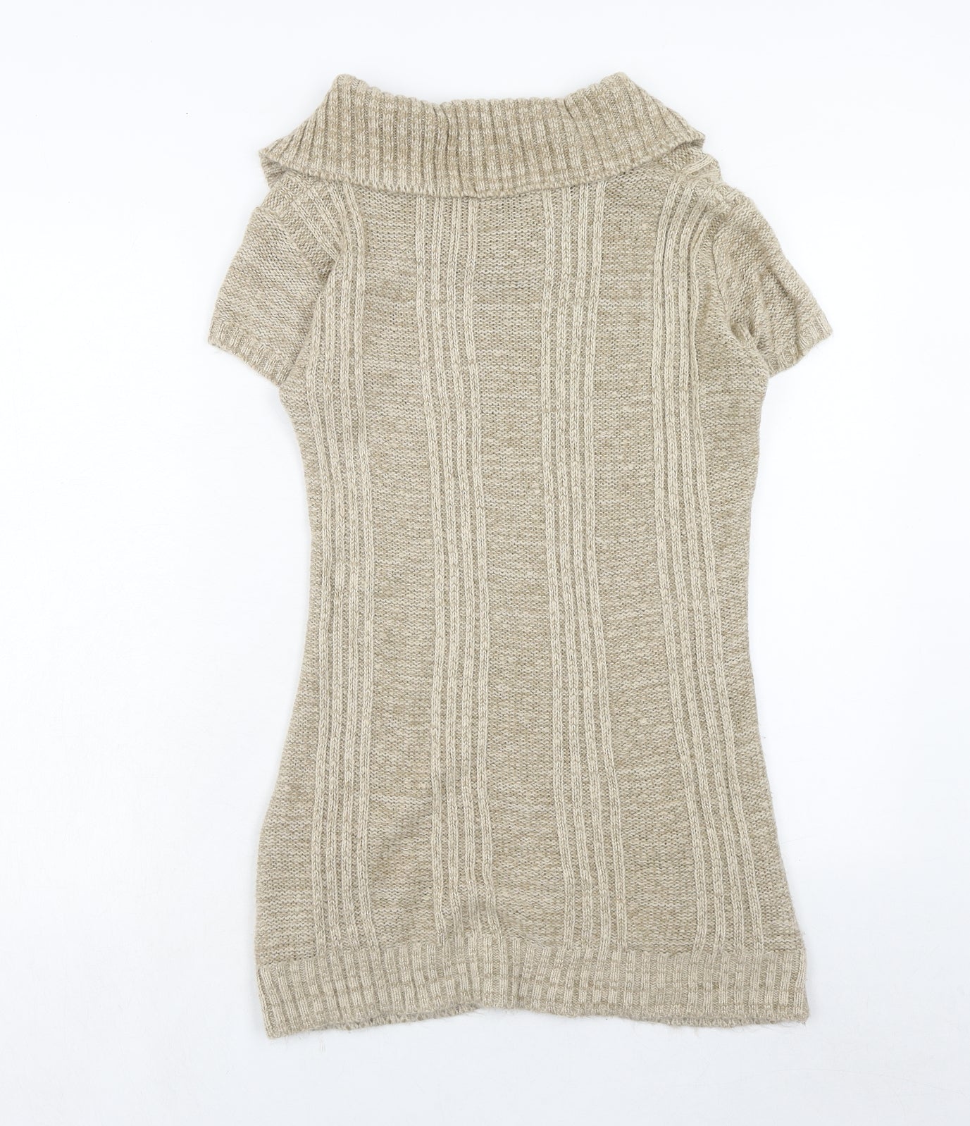 Quiz Womens Brown Acrylic Jumper Dress Size S Collared Pullover - Textured