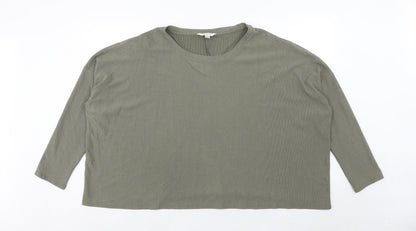 Miss Selfridge Womens Green Polyester Basic T-Shirt Size M Round Neck