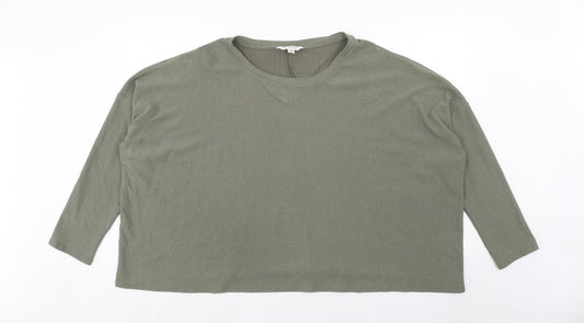 Miss Selfridge Womens Green Polyester Basic T-Shirt Size M Round Neck