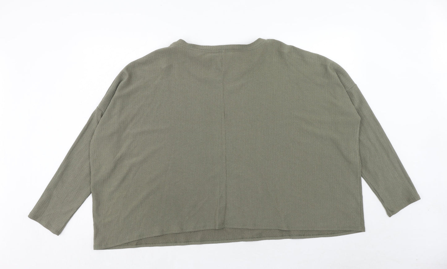 Miss Selfridge Womens Green Polyester Basic T-Shirt Size M Round Neck