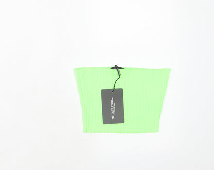 Womens UK Size 4 PRETTYLITTLETHING Green Cropped Tank