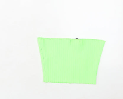 Womens UK Size 4 PRETTYLITTLETHING Green Cropped Tank