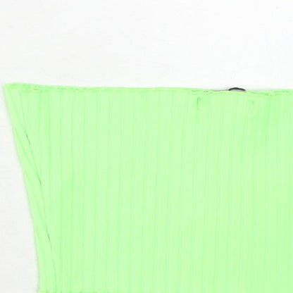 Womens UK Size 4 PRETTYLITTLETHING Green Cropped Tank