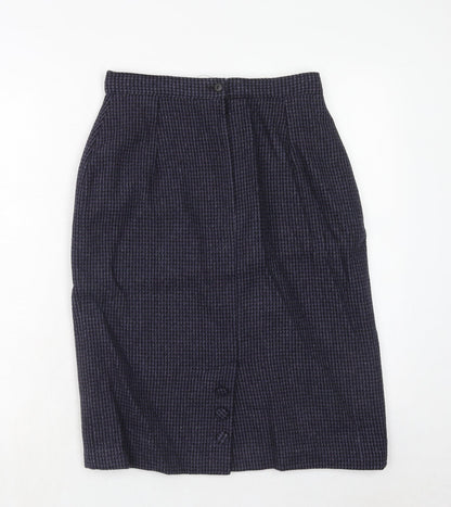 Etam Womens Purple Geometric Wool Straight & Pencil Skirt Size 16 Zip