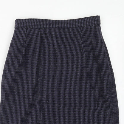 Etam Womens Purple Geometric Wool Straight & Pencil Skirt Size 16 Zip