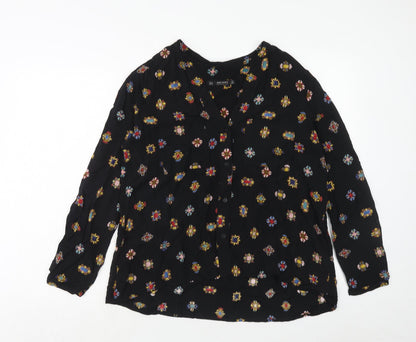 Womens UK Size M Zara Black Basic Button-Up
