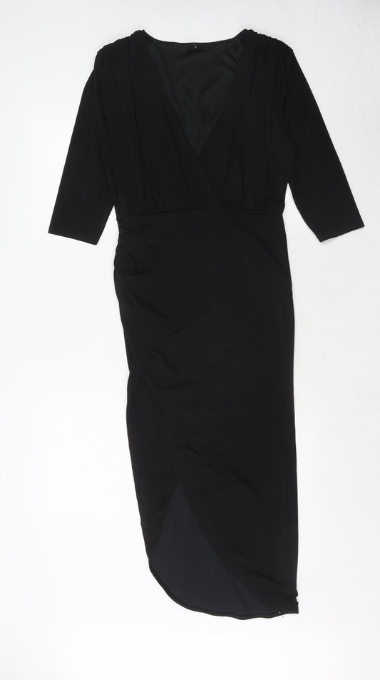 Missguided Womens Black Polyester Sheath Size 10 V-Neck Pullover