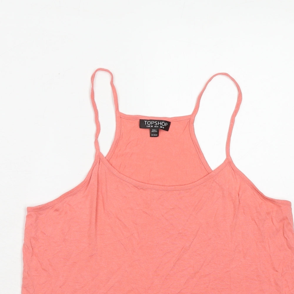 Womens UK Size 10 Topshop Pink Basic Tank