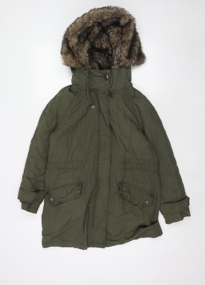 Womens UK Size 6 Topshop Green Parka Coat