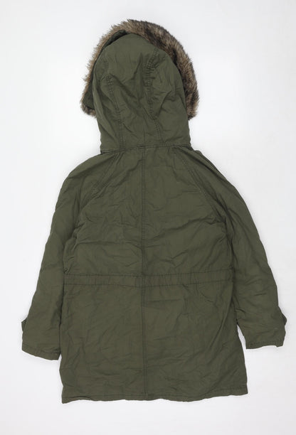 Womens UK Size 6 Topshop Green Parka Coat