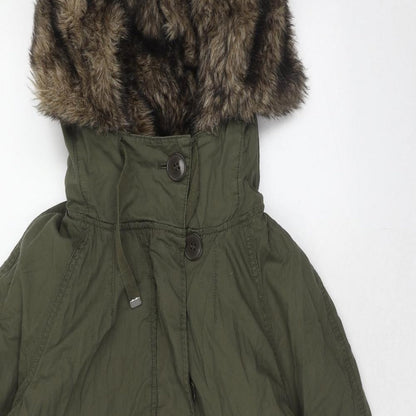 Womens UK Size 6 Topshop Green Parka Coat