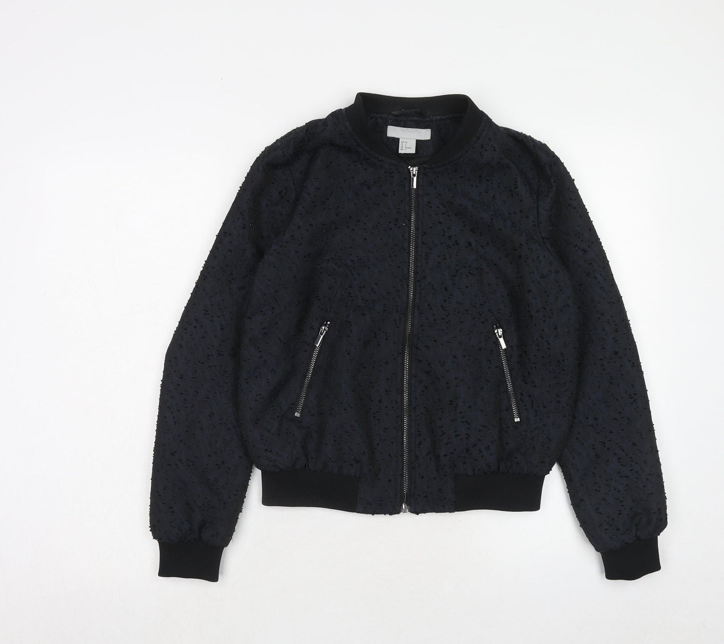 Womens UK Size 8 H&M Blue Bomber Jacket