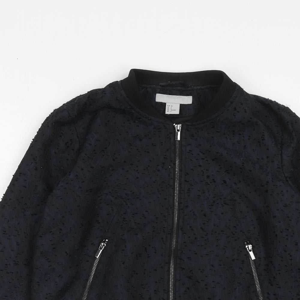 Womens UK Size 8 H&M Blue Bomber Jacket