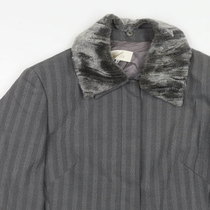 Max Pierre Womens Grey Striped Wool Jacket Suit Jacket Size 14