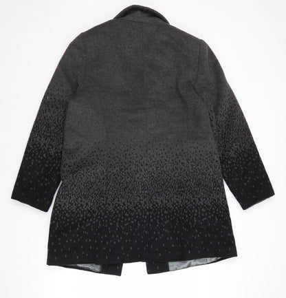 Betty Jackson Womens Grey Geometric Overcoat Coat Size 16 Snap
