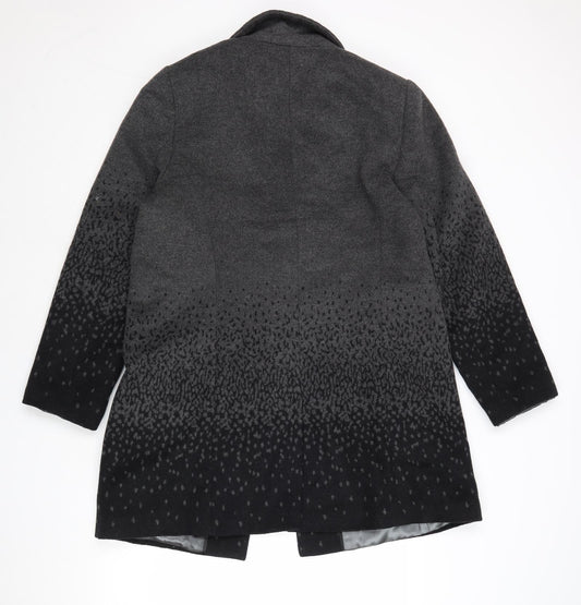 Betty Jackson Womens Grey Geometric Overcoat Coat Size 16 Snap