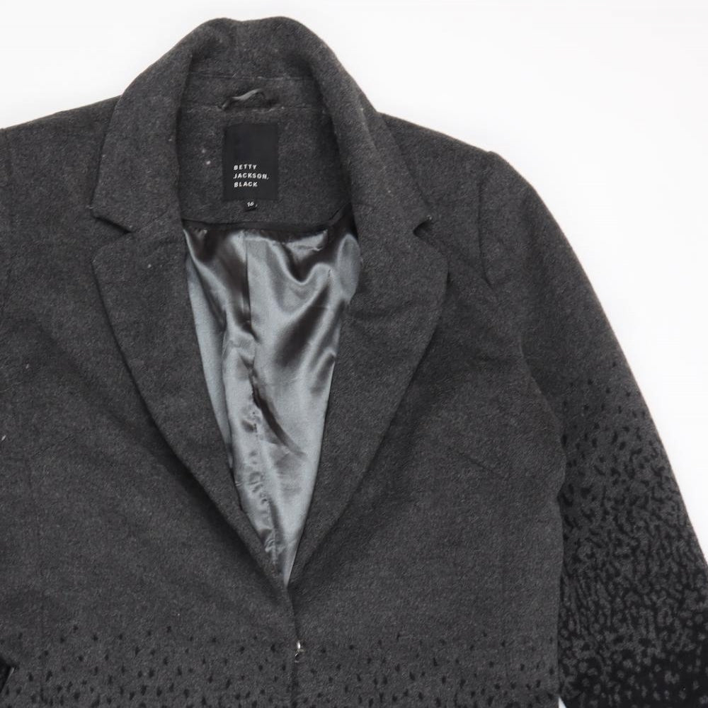 Betty Jackson Womens Grey Geometric Overcoat Coat Size 16 Snap