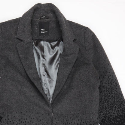 Betty Jackson Womens Grey Geometric Overcoat Coat Size 16 Snap