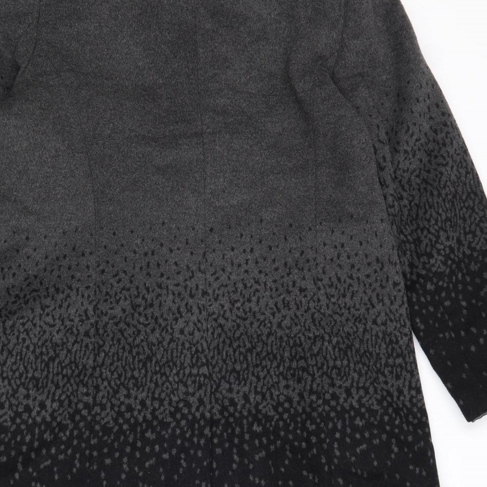 Betty Jackson Womens Grey Geometric Overcoat Coat Size 16 Snap