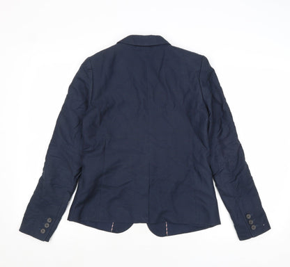 Jack Wills Womens Blue Cotton Jacket Blazer Size 8