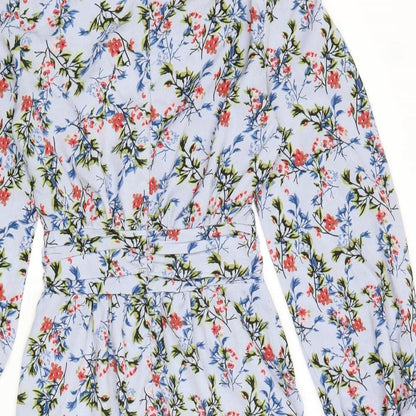 PRETTYLITTLETHING Womens Multicoloured Floral Polyester Mini Size 6 Mock Neck Zip