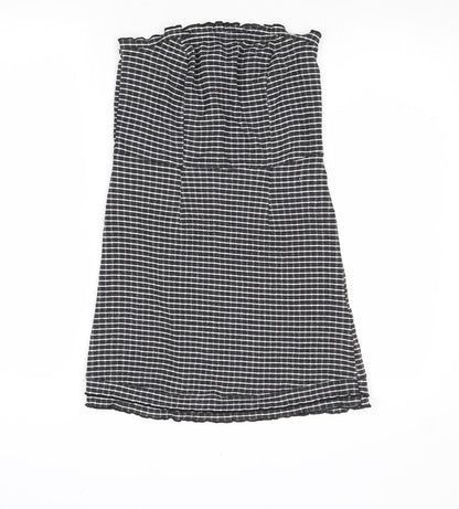 Topshop Womens Black Striped Polyester Mini Size 10 Square Neck Zip