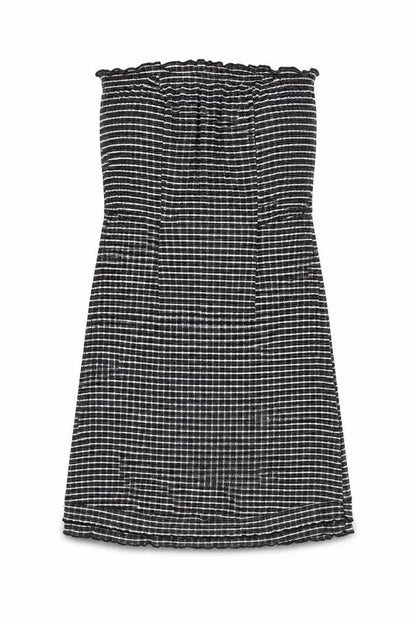 Topshop Womens Black Striped Polyester Mini Size 10 Square Neck Zip
