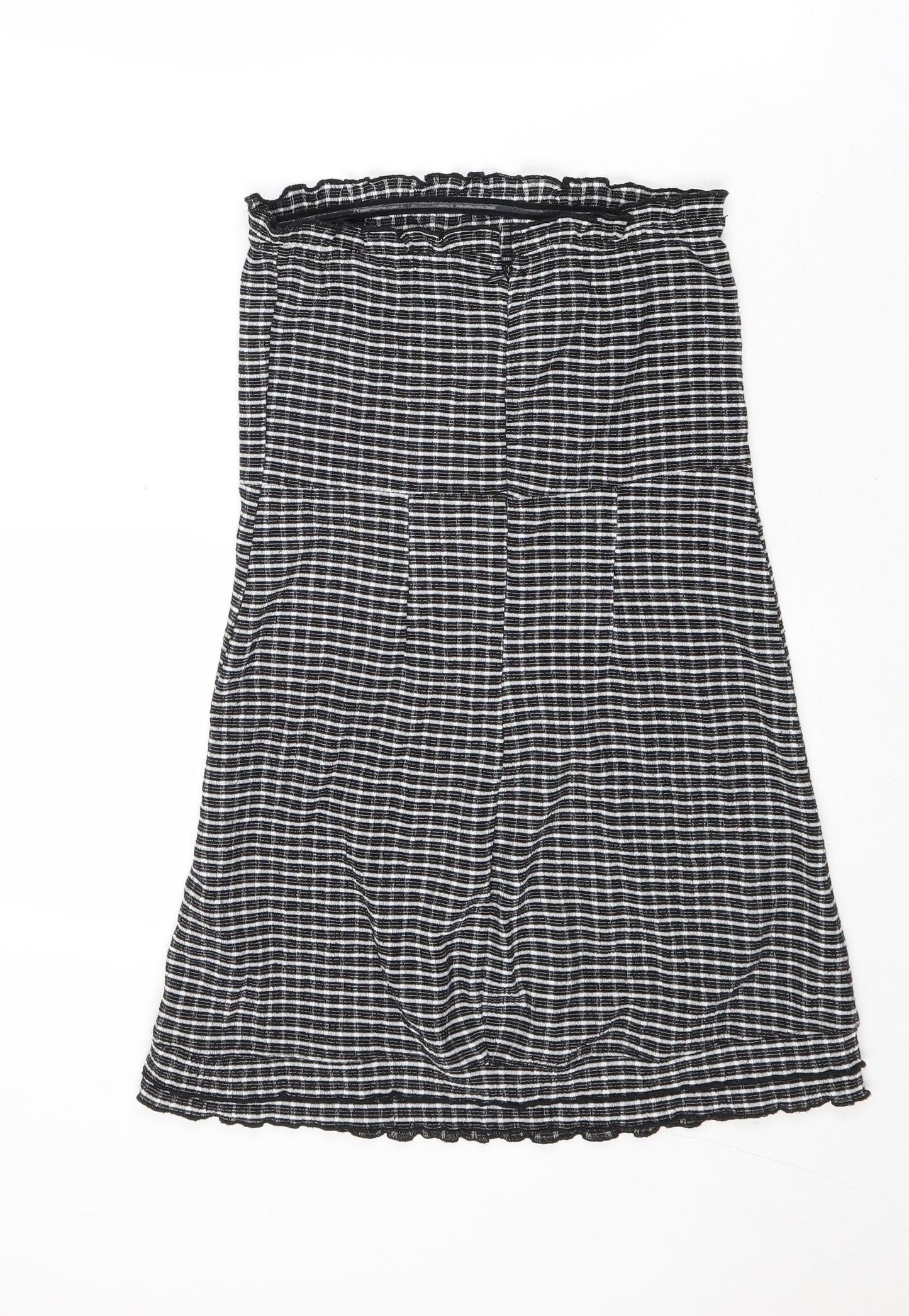 Topshop Womens Black Striped Polyester Mini Size 10 Square Neck Zip