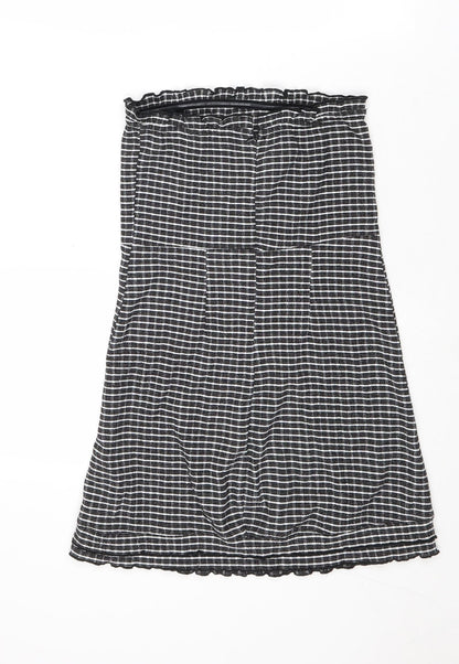 Topshop Womens Black Striped Polyester Mini Size 10 Square Neck Zip