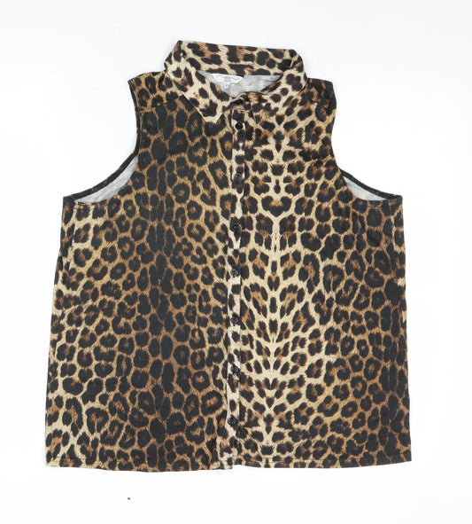 Womens UK Size 12 New Look Brown Basic Button-Up