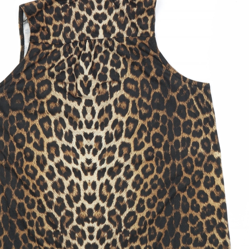 Womens UK Size 12 New Look Brown Basic Button-Up