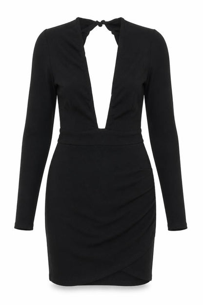 PRETTYLITTLETHING Womens Black Polyester Mini Size 8 V-Neck Button