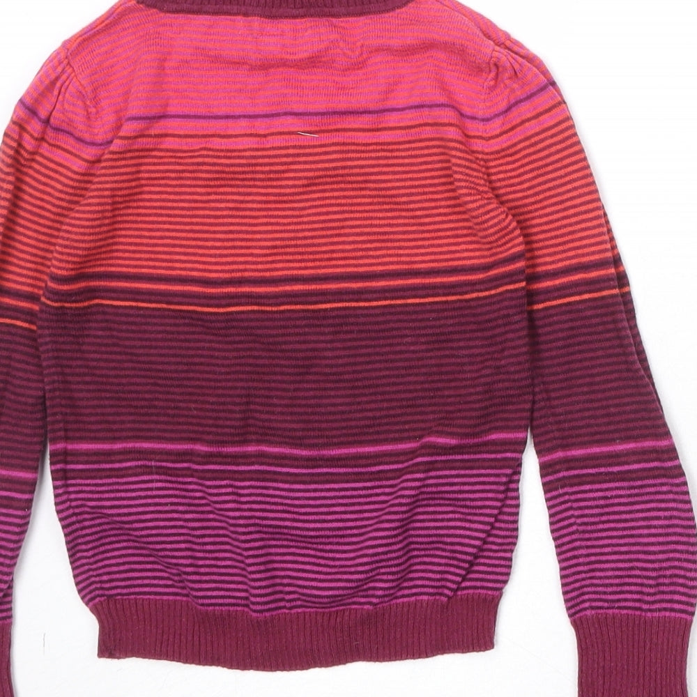 Marks and Spencer Girls Multicoloured Roll Neck Striped Cotton Pullover Jumper Size 4-5 Years Pullover