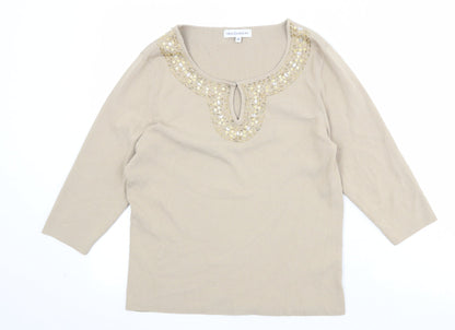 Womens UK Size 14 Gray & Osbourn Beige Pullover Jumper