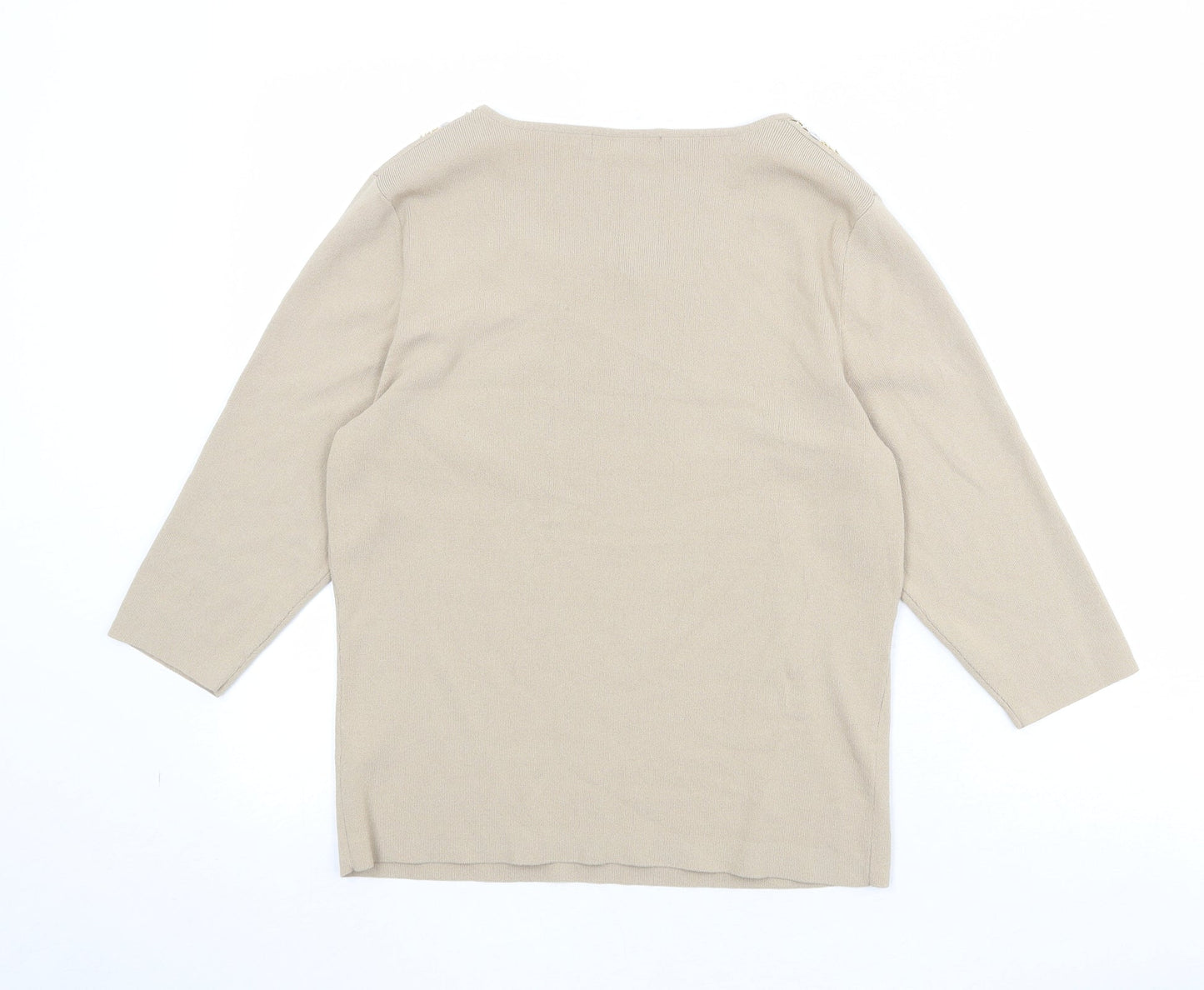 Womens UK Size 14 Gray & Osbourn Beige Pullover Jumper