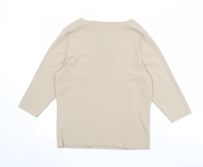 Womens UK Size 14 Gray & Osbourn Beige Pullover Jumper