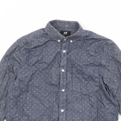 Mens UK Size S H&M Blue  Button-Up Long Sleeve Casual Shirt