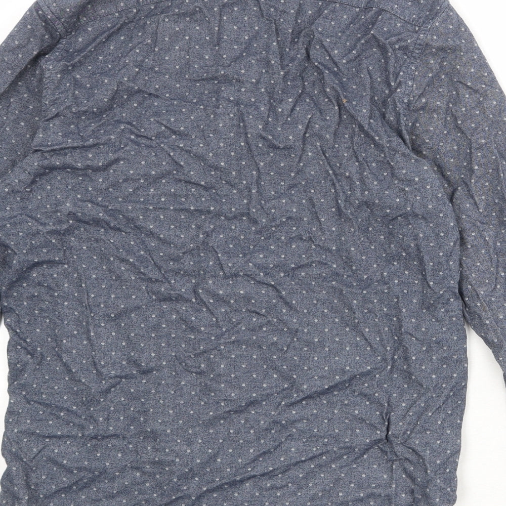 Mens UK Size S H&M Blue  Button-Up Long Sleeve Casual Shirt